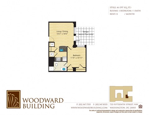 Floor Plan M Woodward at The Woodward Building Apartments, Washington, DC 20005